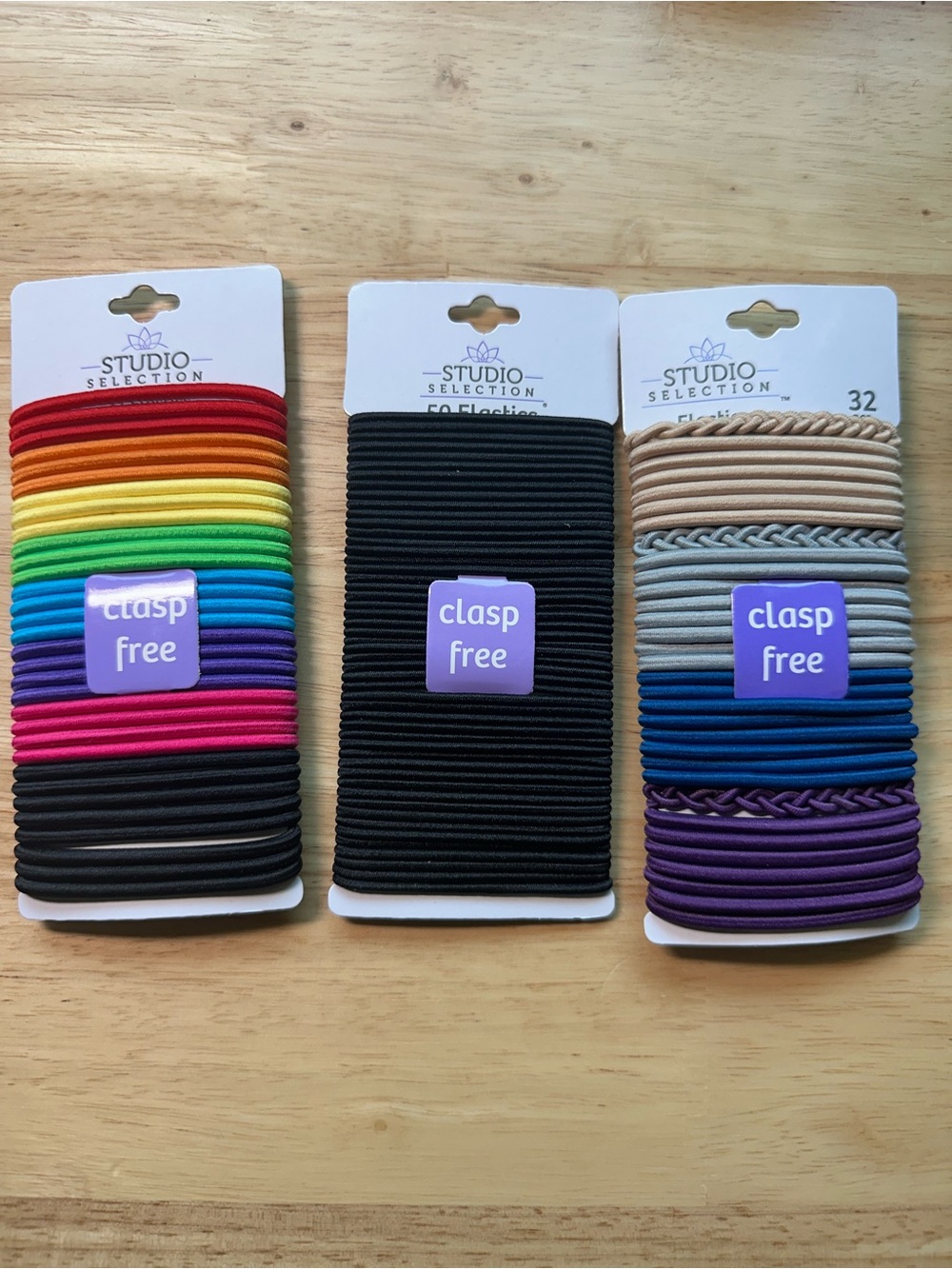 Women’s Elastic Hair Ties - 32 Rainbow, 50 Black, 32 Neutral Sets
